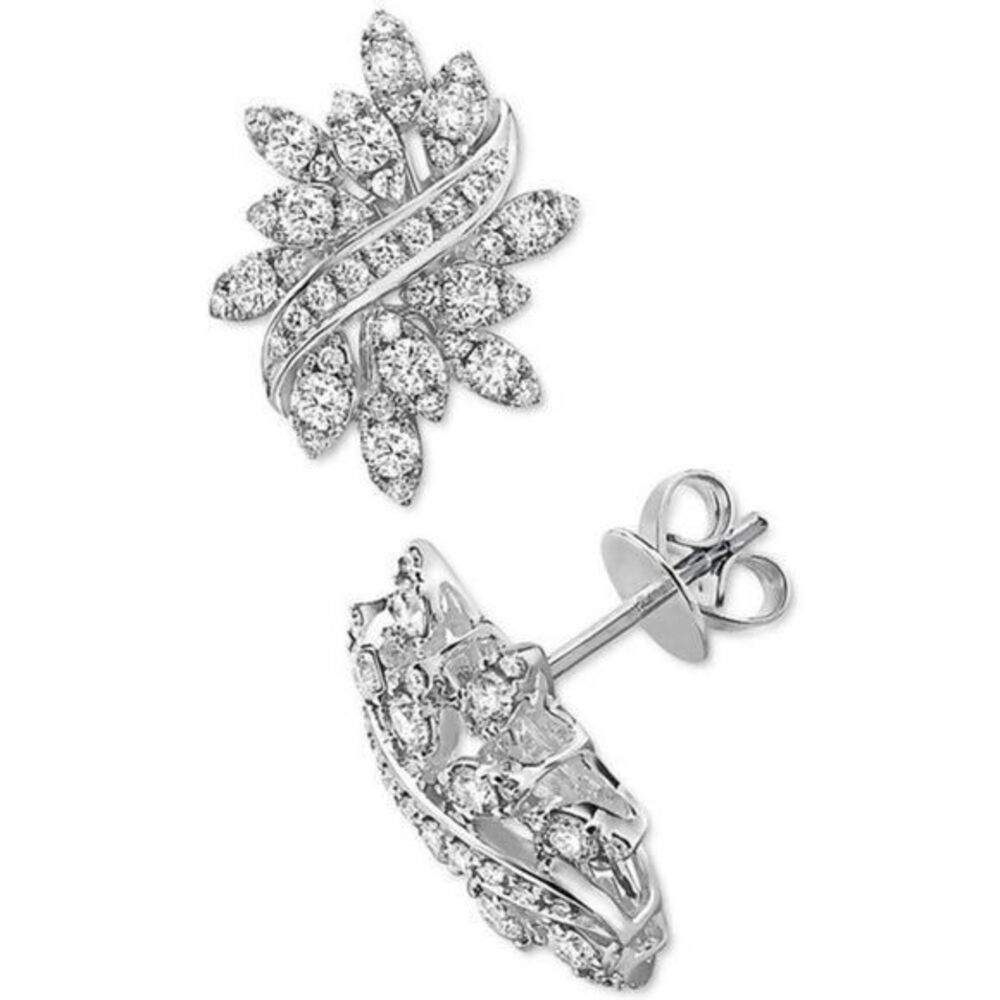 EFFY Diamond Swirl Cluster 14k White Gold Stud Earrings (1-1/4 ct. t.w.)
